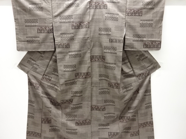 JAPANESE KIMONO / DORO OSHIMA TSUMUGI / WOVEN ABSTRACT STRIPE / 5MARUKI